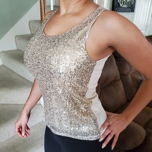 CHARLOTTE RUSSE Gold Sequins Blouse Top, sz: S.